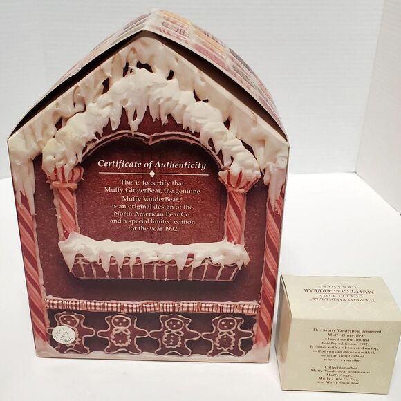 Muffy Ginger Bear Boxed 1992 Plush & Vanderbear Muffy Ginger Bear Ornament Boxed - Picture 8 of 11